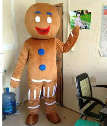 New Adult Halloween Christmas Popular Gingerbread Man  Mascotte Fancy Cartoon Mascot Costume Plush Fancy Dress Mascot Costume