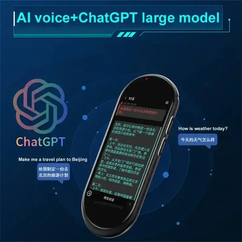 مترجم صوتي A10 4.1 بوصة دردشة GPT متعدد اللغات 4G SIM جهاز ترجمة ذكي في الوقت الحقيقي لمتعلم السفر العالمي