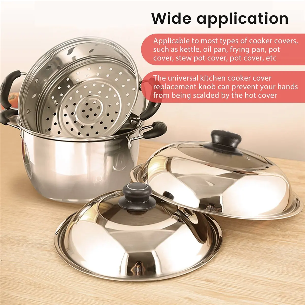 MALL 4 Pieces Pot Lid Knob Pan Lid Holding Handle Universal Kitchen Cookware Lid Replacement Knob