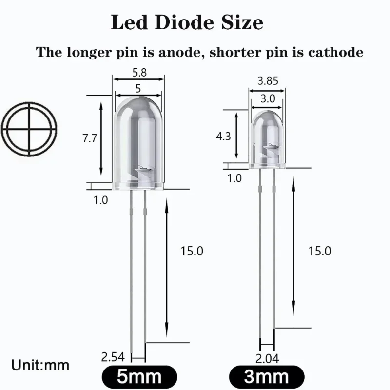 1 Set 3mm LEDs Diode White Green Red Blue Yellow Orange Mini DIY Light Emitting Diodes Diy Electronic