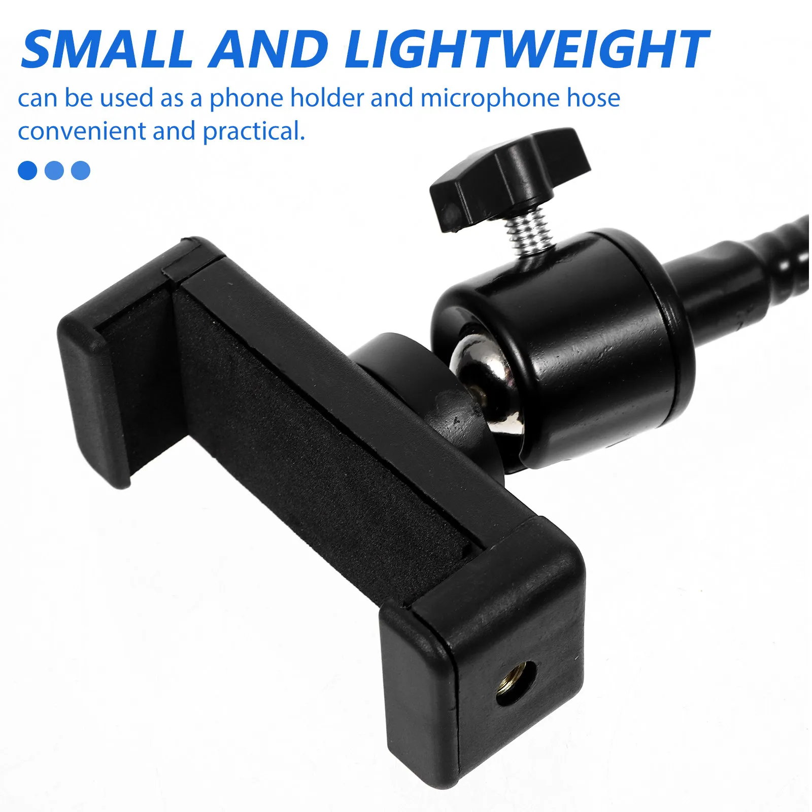 Adjustable Mic Stand Phone Holder Clip with Hose Mount for Live Streaming, Music Performance, and Broadcasting