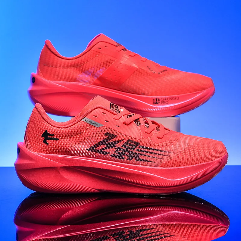 

Full Palm Carbon Plate Running Shoes New Black Warrior Men's Ultra-Light Shock Absorbing Professional Marathon Sports Shoes