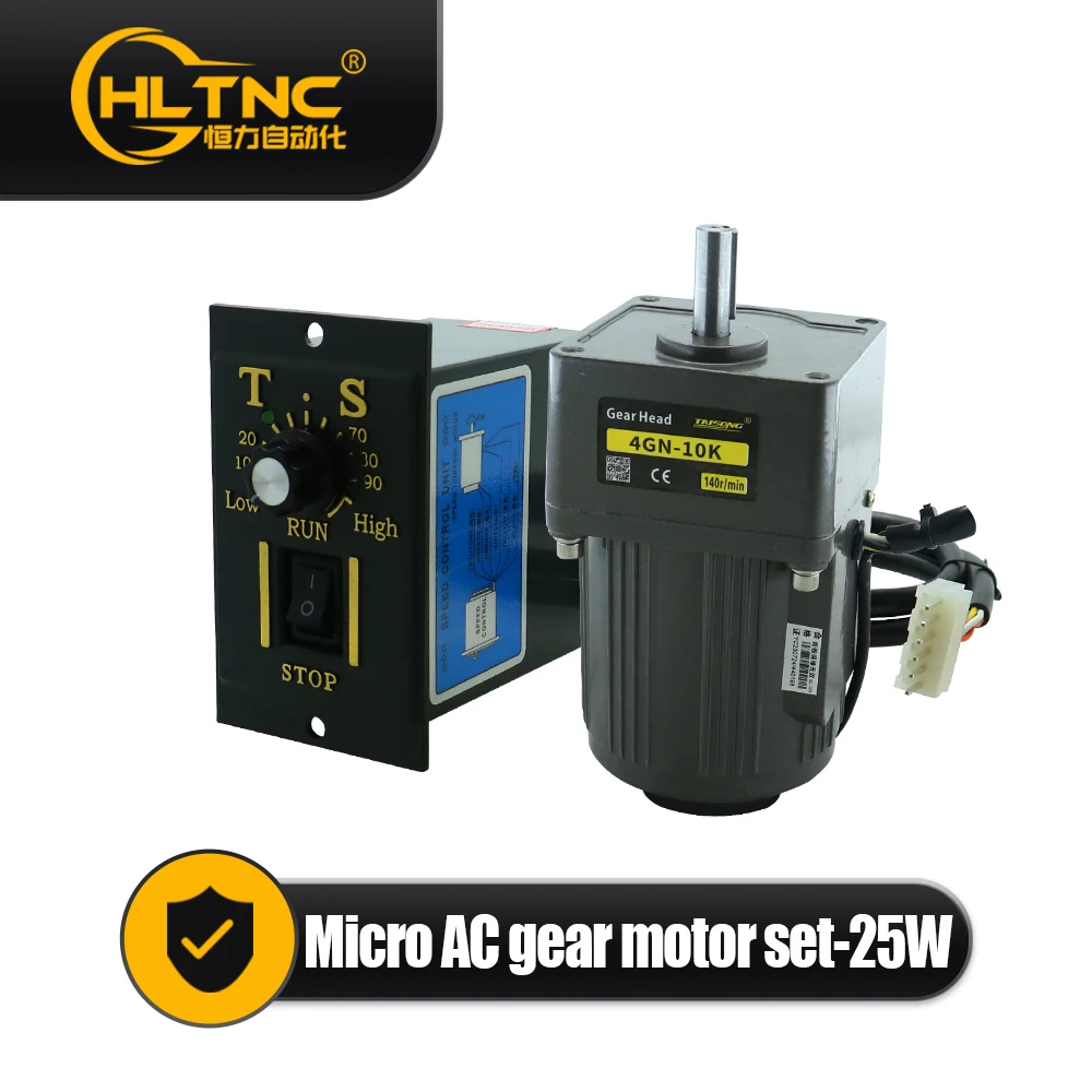 

25W Micro AC Motor 220v 50/60hz Asynchronous Motor Induction Motor Shaft 10mm + Speed Controller 1350RPM For Packaging Machine