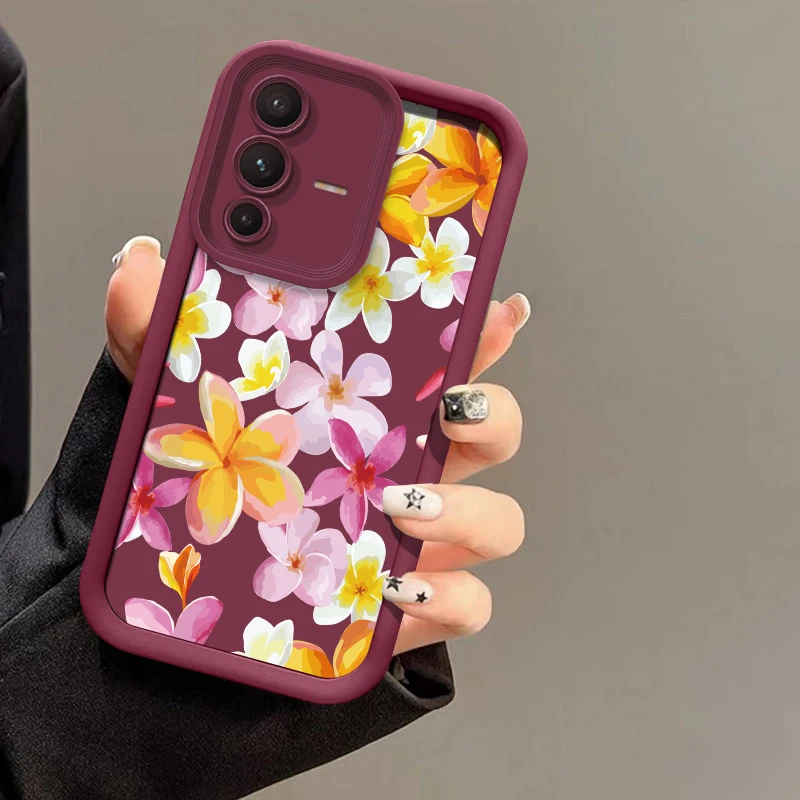 الفاخرة زهرة نمط جراب هاتف ل Vivo V60 V30E V29E V29 V27E V27 V50 V40 Pro V30 SE لينة سيليكون للصدمات ماتي غطاء #6