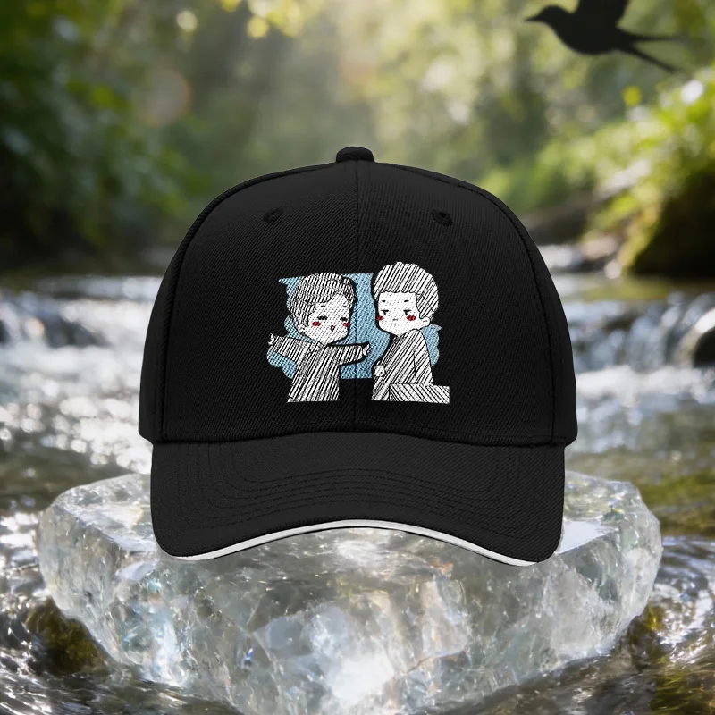 1pcs Unisex Adjustable Baseball Cap with Black & White Stripes & Figures - Lightweight Suitable for Travel, Parties, Birthdays,