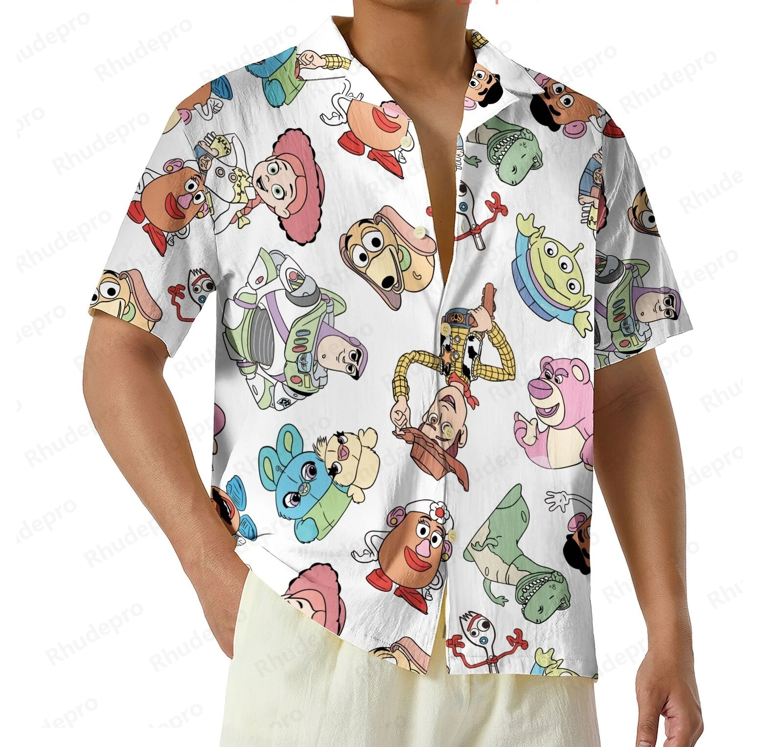 Disney 2025 toy story natal camisa havaiana das mulheres dos homens crianças manga curta botão acima camisa de praia woody e amigos camisa