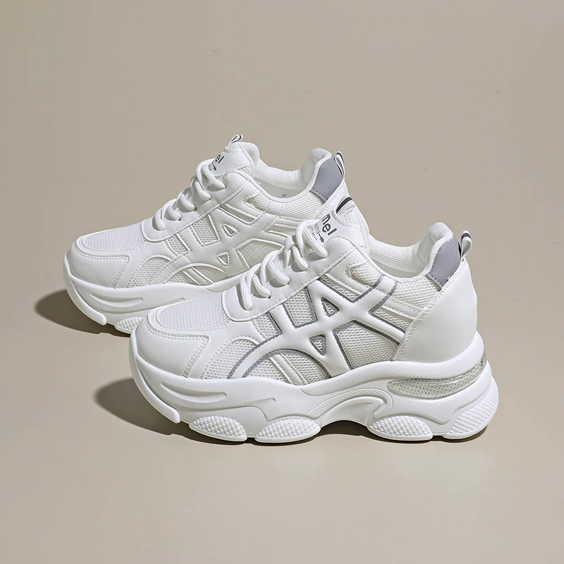 

Fashion Casual Sports Shoes Spring and Autumn Women's Sports Shoes Round Toe Increase Thick Sole Cross Strap Design Single Shoes