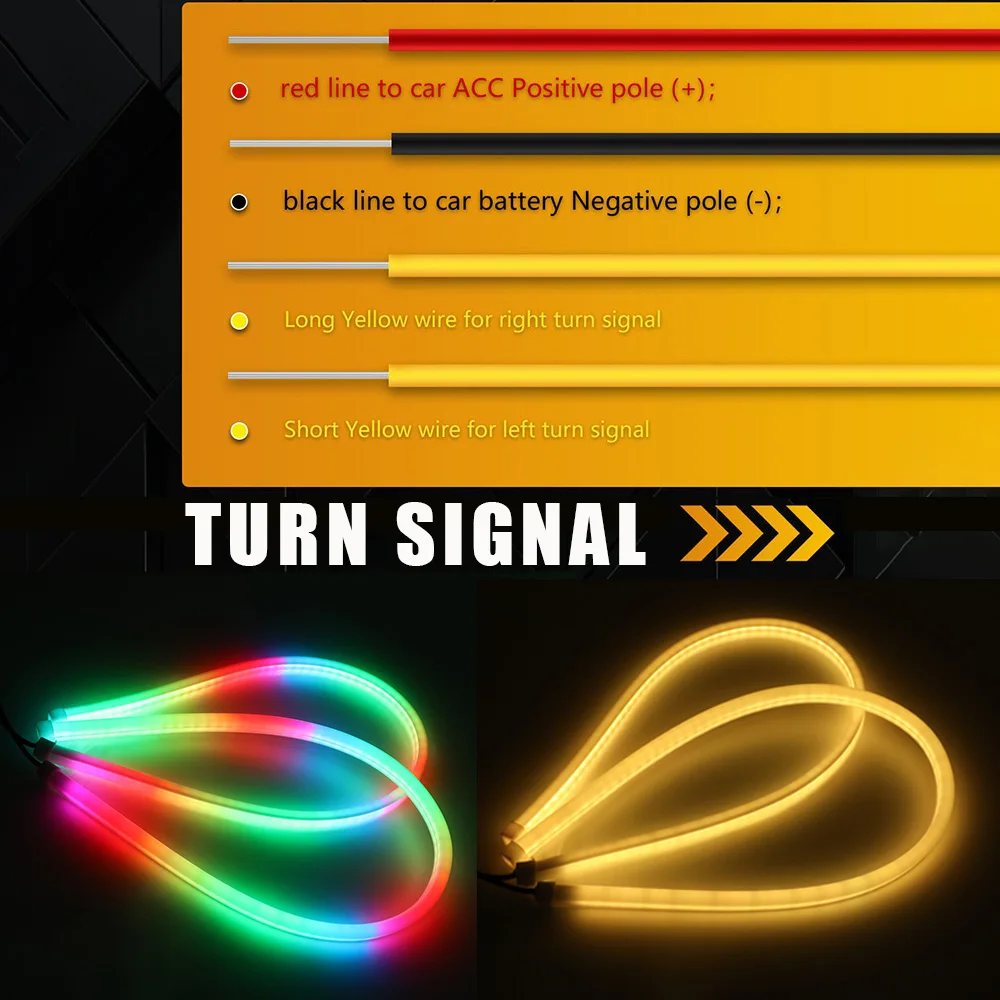 Car Headlight Drl Strip RGB Scan Start Sequential Neon Led Strips Daytime Running Lights with Turn Signal Auto Lights Assembly view 4