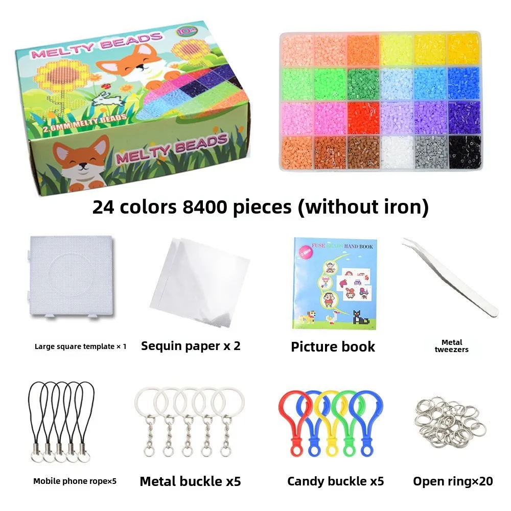 2.6 มม.ลูกปัด Pegboards กระดาษรีดผ้าที่มีสีสันฟิวส์ลูกปัด DIY Handmaking ของเล่นเด็กลูกปัด Art