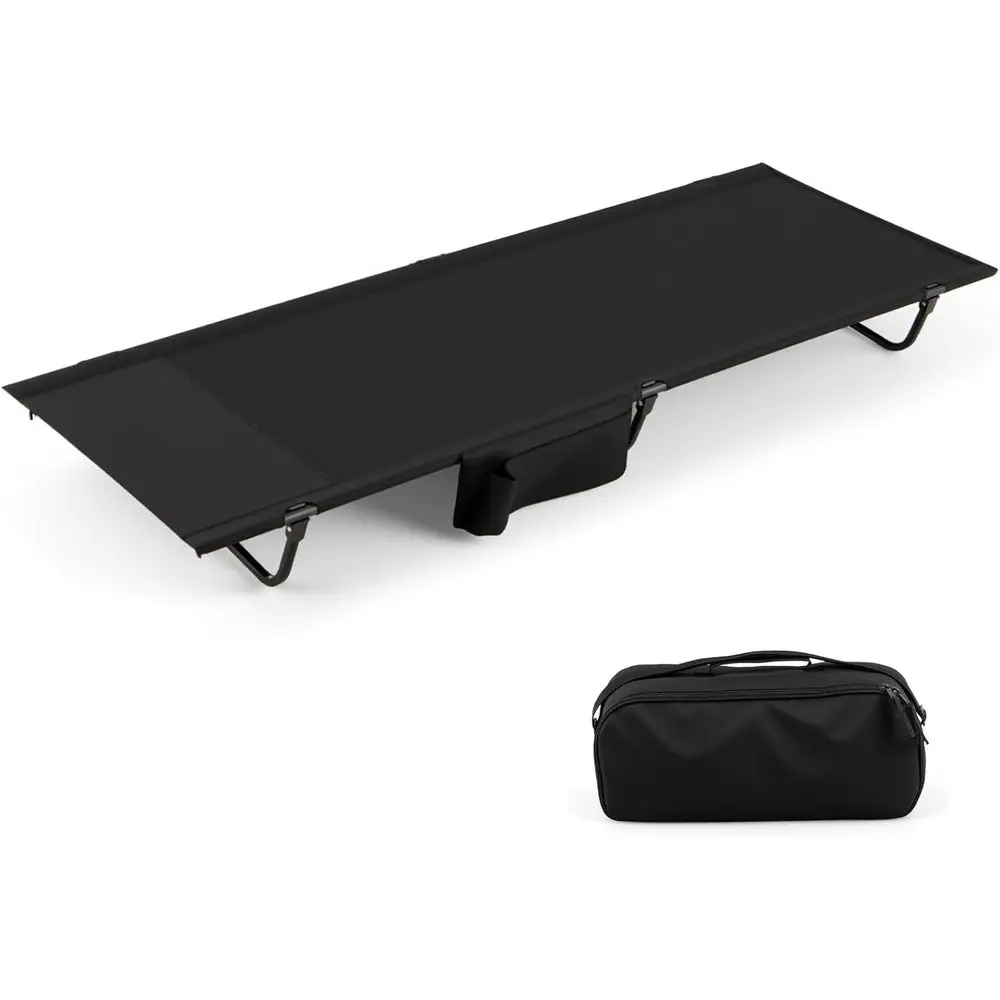 

Ultralight Portable Folding Camping Cot, 76 x 28, with Carrying Bag and Side Pocket, Heavy Duty for Adults, Supports 330 lbs, Id