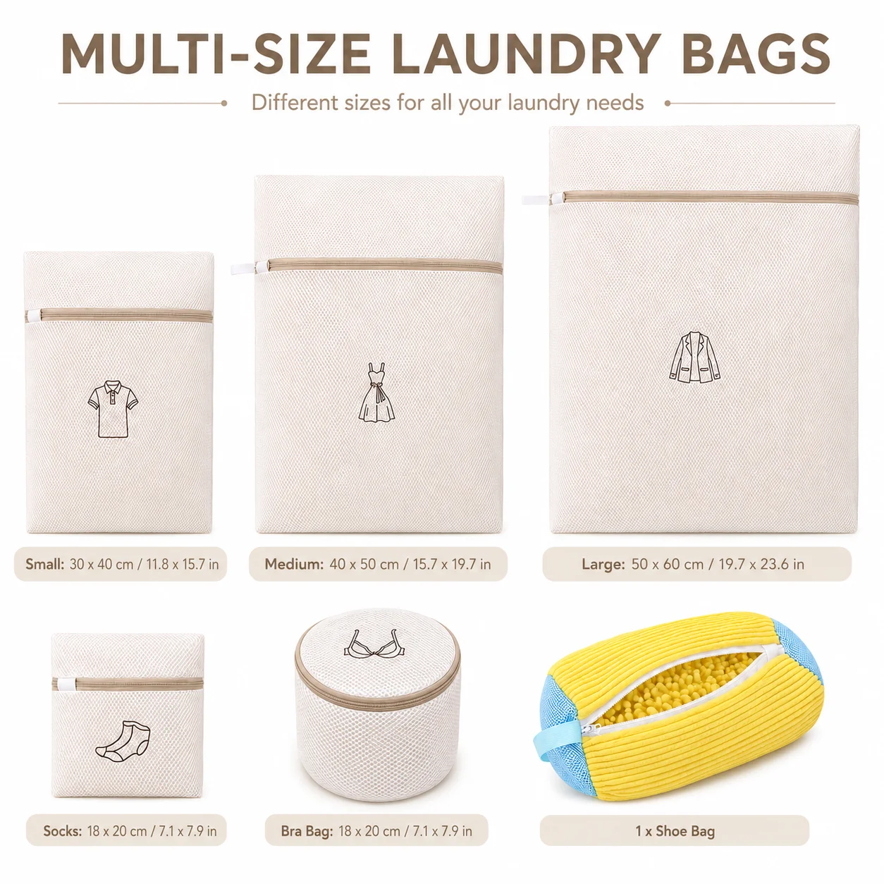 11pcs Laundry Mesh Bags Set, Bra & Shoe Wash Bags, Anti-Tangle Laundry Organizer for Delicates Socks Underwear Sweaters
