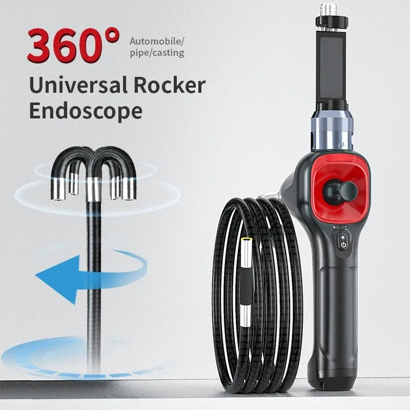 Ralcam 360 Articulating Borescope 6.2mm 4 Ways 1MP Endoscope Inspection Camera 6 Adjustable LED Lights for IOS&Android