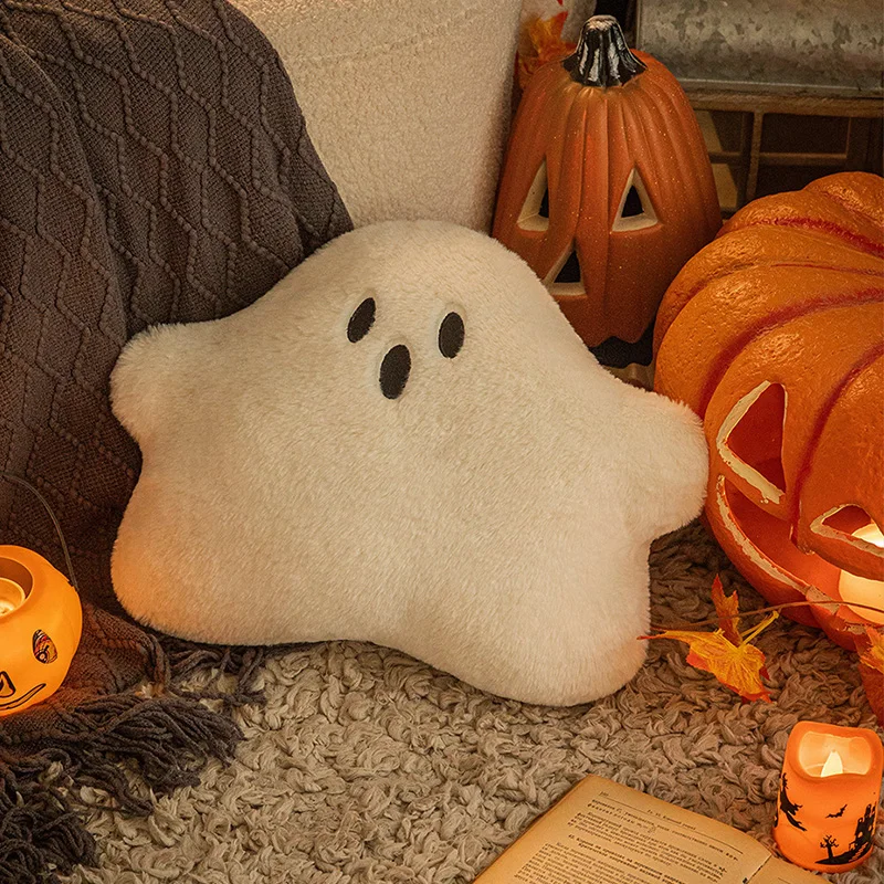 Kawaii Halloween Cloud Ghost Pillow Plush White Ghost Soft Dolls Home Decor Chair Cushion Keychain Hanging Accessories Toy Gift