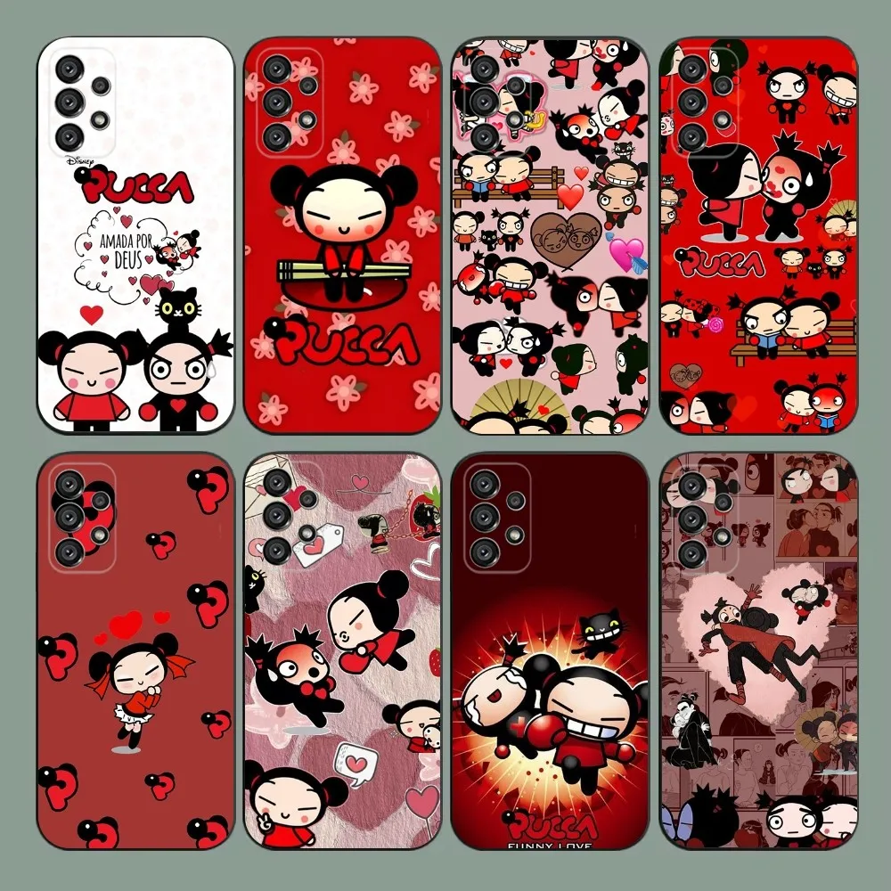 Cartoon P-Pucca Phone Case For Samsung Galaxy A20,A21s,A22,A31,A32,A52,A53,A72,73,A80,A91 Soft Black Cover