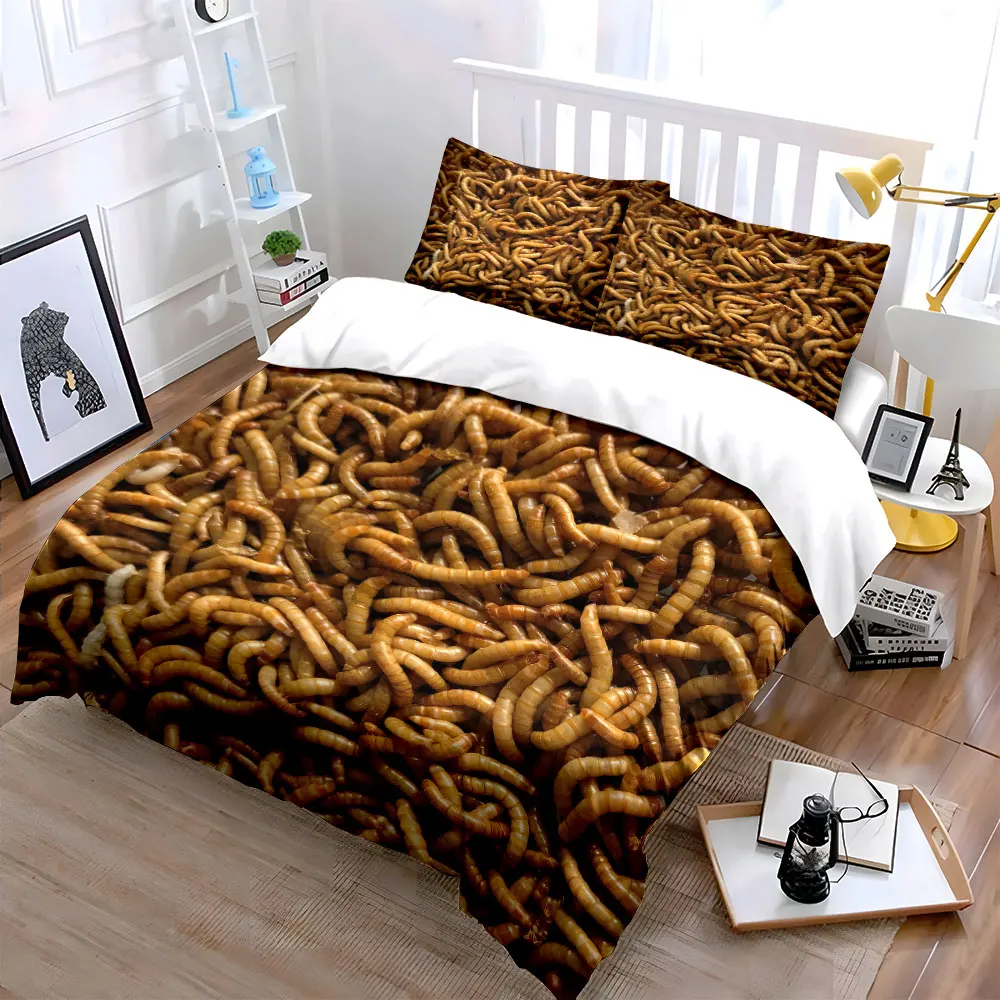 Numerous wriggling tan worms Printed Duvet Cover Set1 Duvet Cover+2 PillowcaseMulti Size Bedroom Bedding Decor Luxury gifts