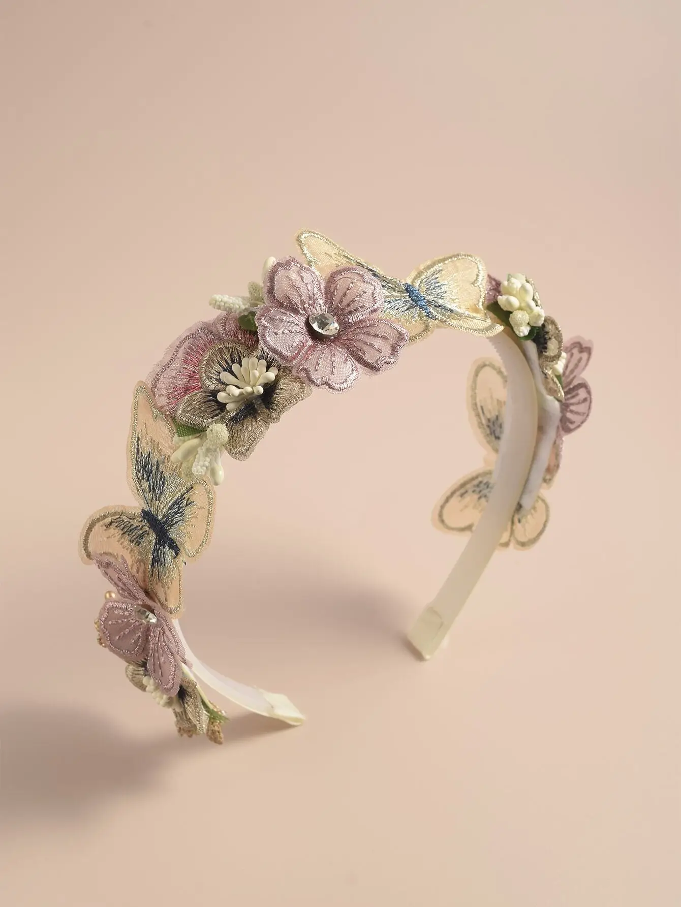 

1pc Girls Flower & Rhinestone Decor Headband For Daily Life