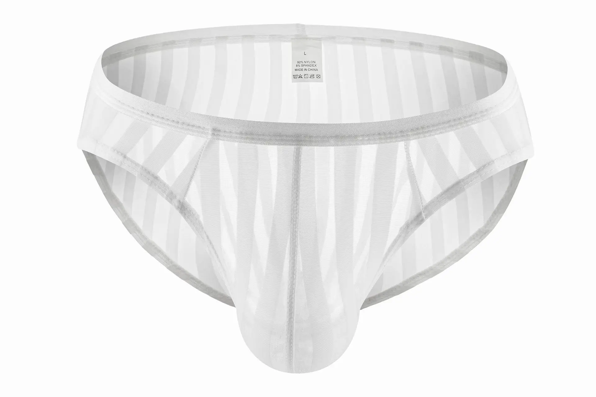 2026 men's underwear mesh personalized color matching striped triangular men's underwear D123