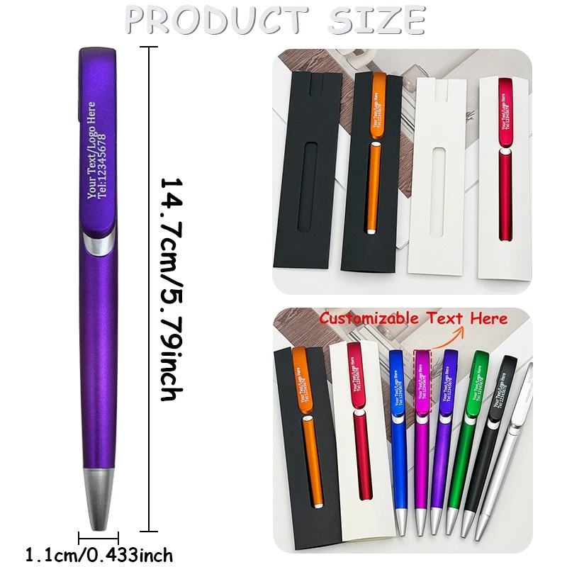 50SETS (50 PCS Customizable Retractable Ballpoint Pens with 50PCS Paper Pen Box ) for School Office Advertising Promotional Pens