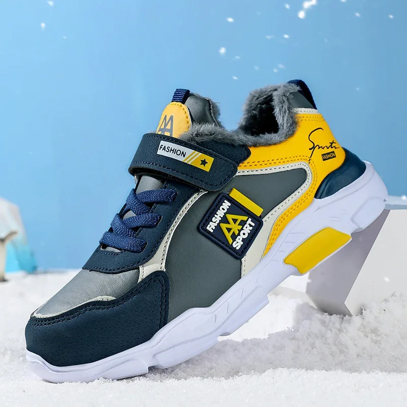 

Детские кроссовки для мальчиков, дышащая спортивная обувь для бега с сеткой, детская кожаная повседневная обувь на плоской подошве для девочек, зимняя теплая повседневная обувь