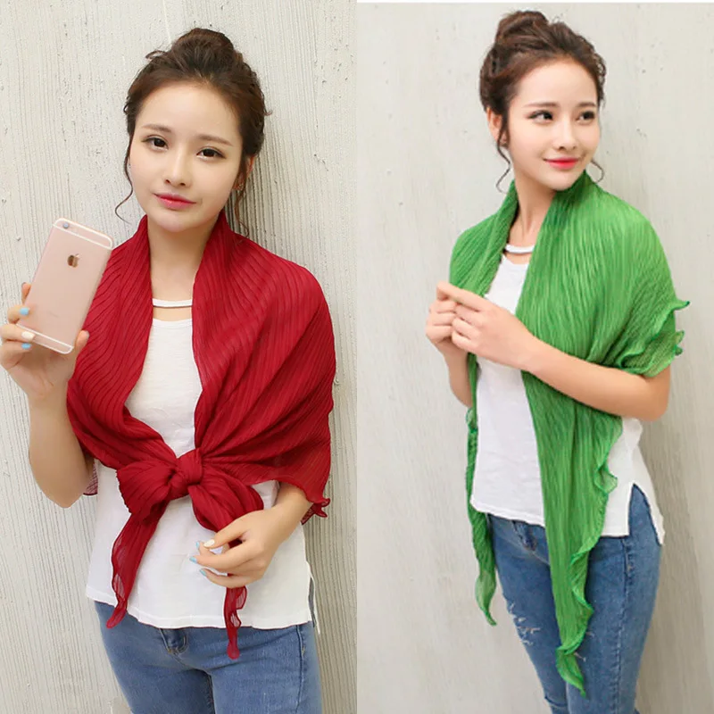 Sun Shawl Women Pleated Driving Sheer Breathable Sun Protection Wrap Chiffon Cooling Summer Outdoor Cover up Travel Beach Shawl