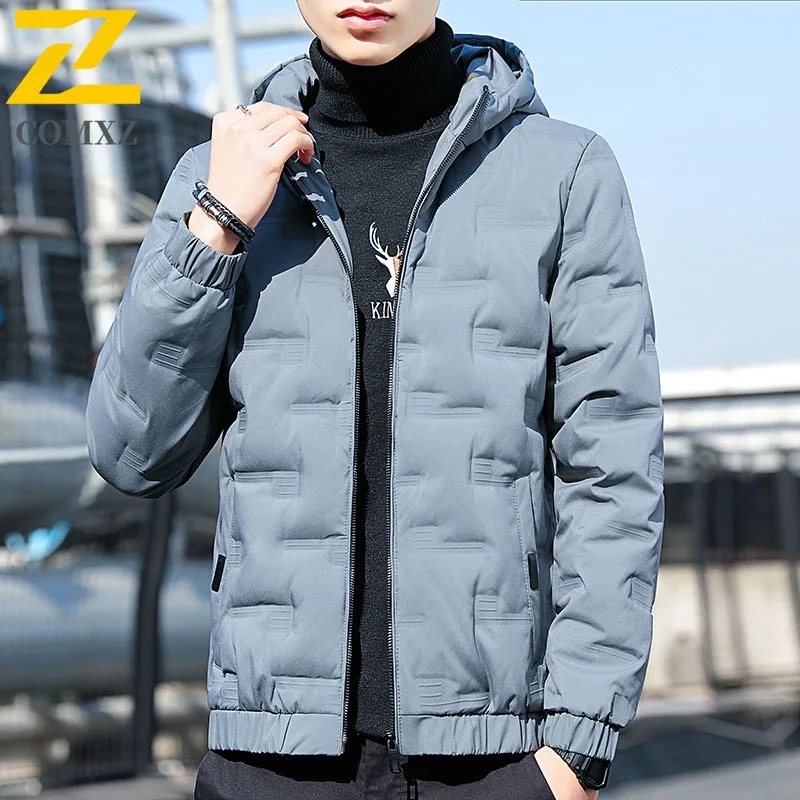 COMXZ 2025 Men Outdoor Sports Cotton Jacket  Autumn Winter Korean Style Hooded Waterproof Windproof Warm Fashion Leisure Coat