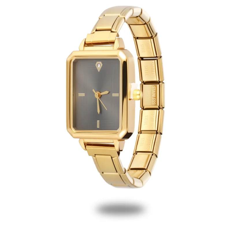 Bracelet de montre carré en acier inoxydable de haute qualité pour hommes femmes ami anniversaire bijoux à bricoler soi-même cadeaux