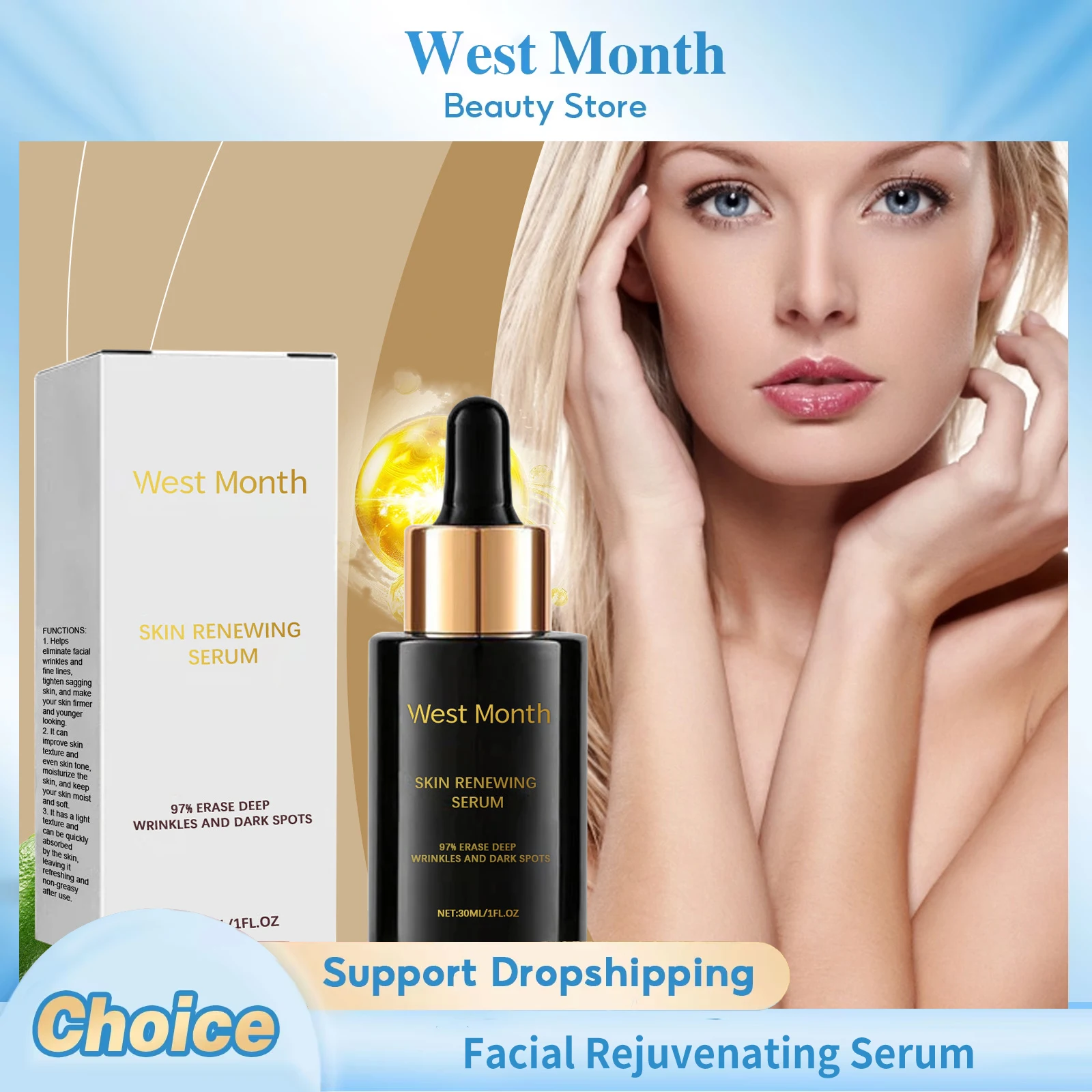 Facial Rejuvenating Serum Anti Wrinkles Improve Sagging Moisturizing Brightening Firming Smoothing Soothing Hydrating Face Serum
