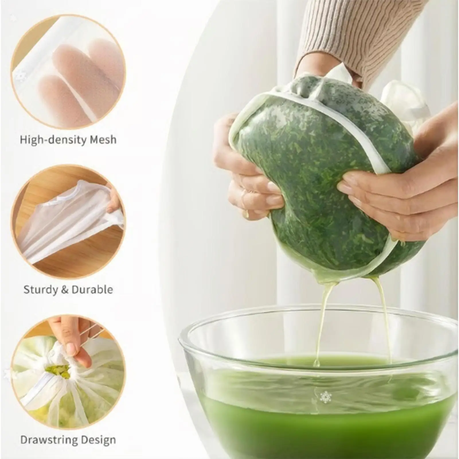 Bolsas Filtrantes Reutilizables de Malla Fina para Colar Líquidos, Ideales para Leche de Frutos Secos, Avena, Almendras y Bebidas Vegetales