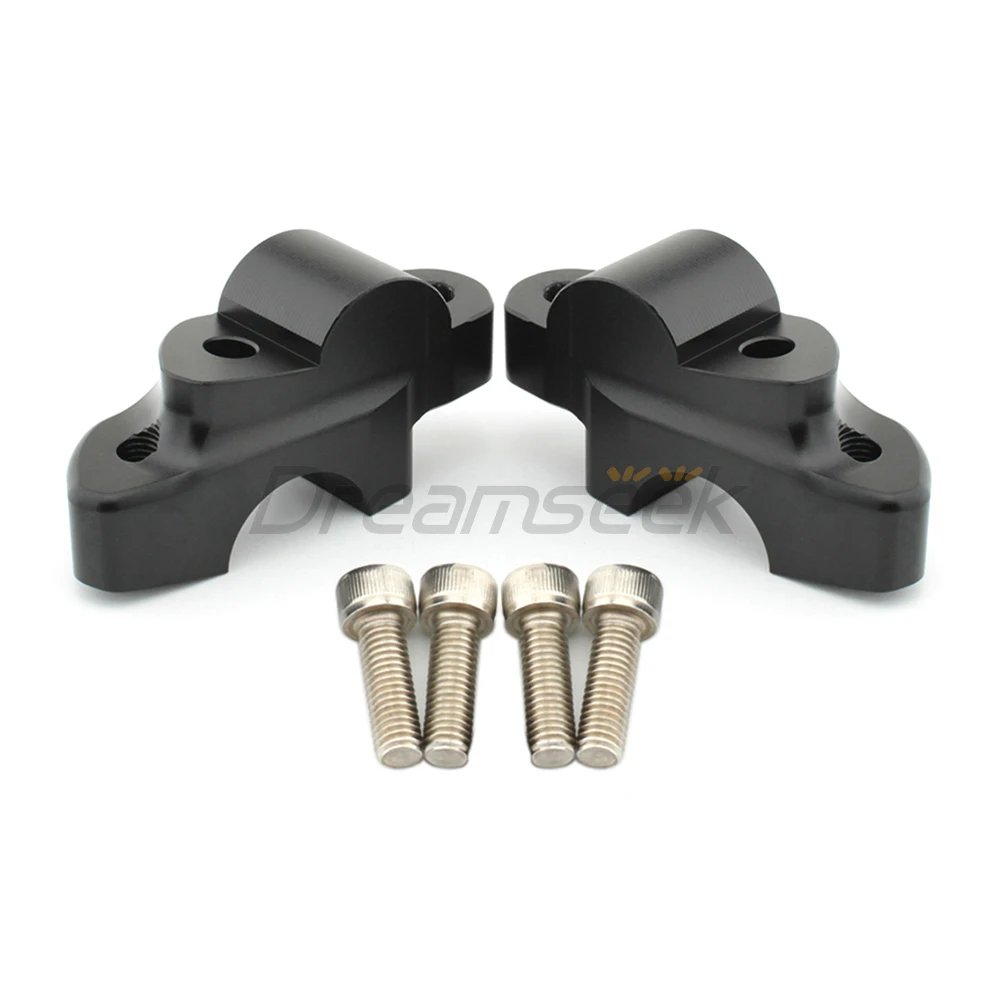2x Motorcycle Handlebar Riser Clamp for Suzuki GSX-S1000 2015+ Handle Bar Riser Move Back Mount Adaptor Black Aluminum Allory