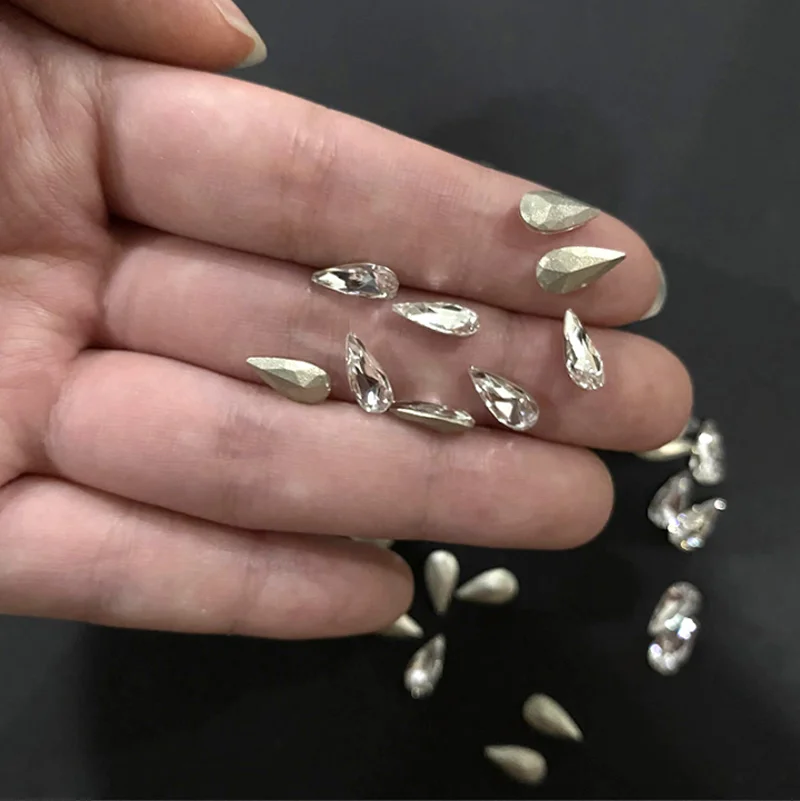 YANRUO 4322 10pcs Teardrop Crystal Strass Glass Glitter Fancy Rhinestones Crafts 3D Nail Art Accessories For Design Decorations