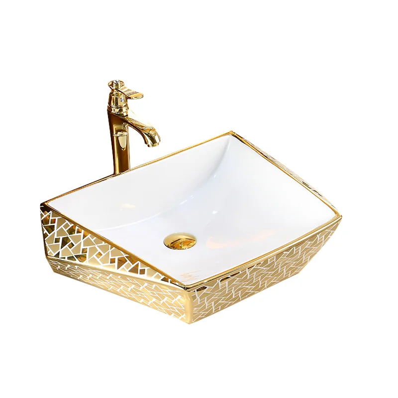 

Керамическая настольная раковина с бриллиантами, европейская раковина для ванной комнаты, современная индивидуальная ретро-умывальник