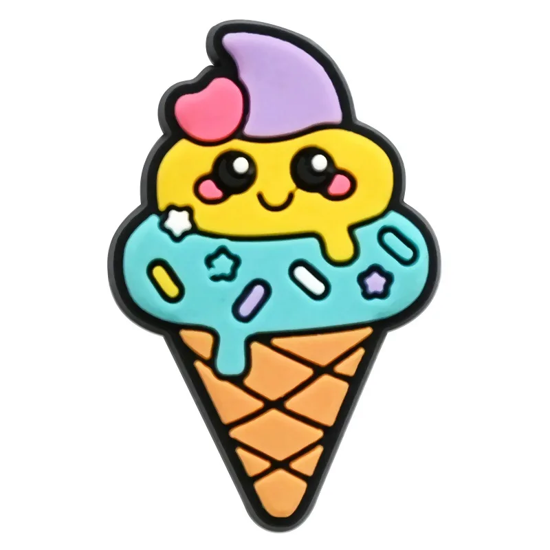 Cute Food Ice Cream Shoe Charms Pin for Crocs Accessories Charms Clogs Bubble Slides Shoe DIY Decoration Buckle Party Gifts
