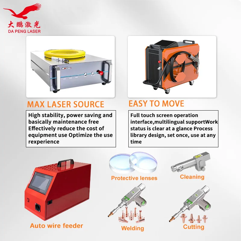 Laser Welding 1500W 4 in 1 Air Cooled Handheld Laser Metal Fabricating Welder Cleaner Cutter