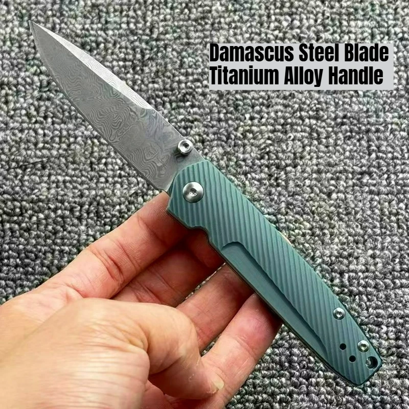 

BM 485 Pocket Folding Knife Damascus Steel Blade Titanium Alloy Handle edc multitool knives outdoor bushcraft tactical knife