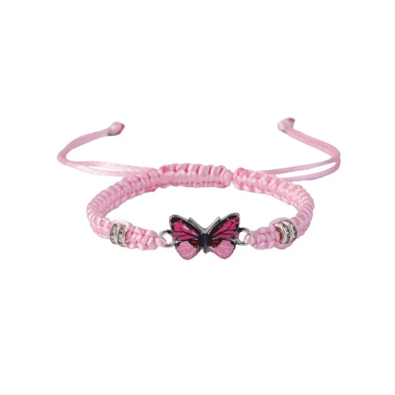 1 Piece Women Cute Butterfly Hand Weaven Adjustable Bracelet Bead Rope Bracelet For Women