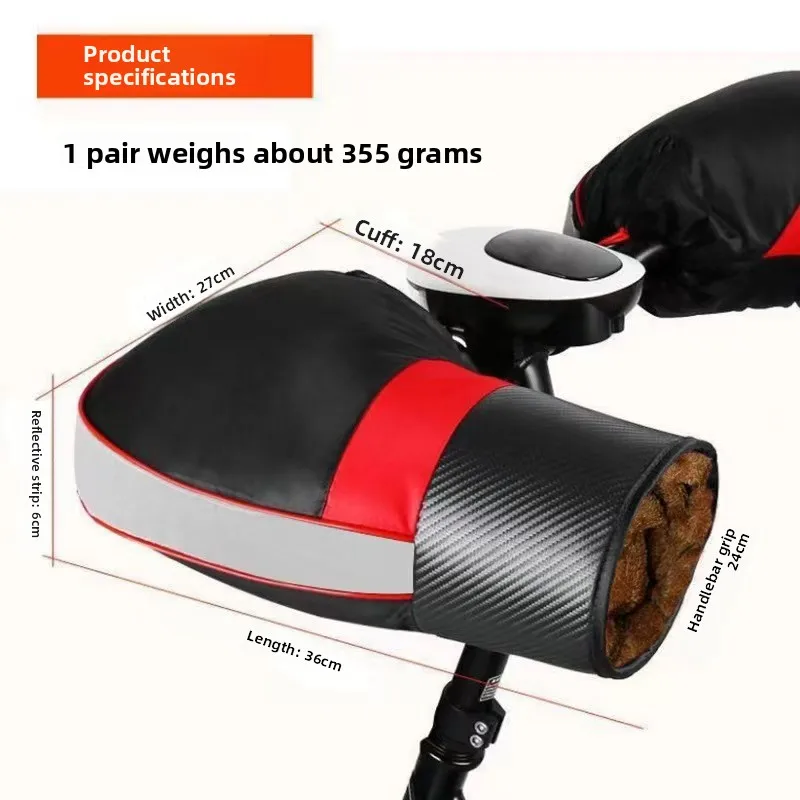 1 paar Elektrische Fahrrad Winter Wärmer Handschuhe Lenker Muffs Schutz Motorrad Roller Dicke Warme Grip Griff Bar Muff Regendicht – Detail 6