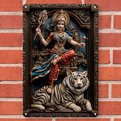 Durga Goddess Square Aluminum Sign - Versatile Decor for Home, Bar, Kitchen & More, Room Decoration, Decorative Wall Poster