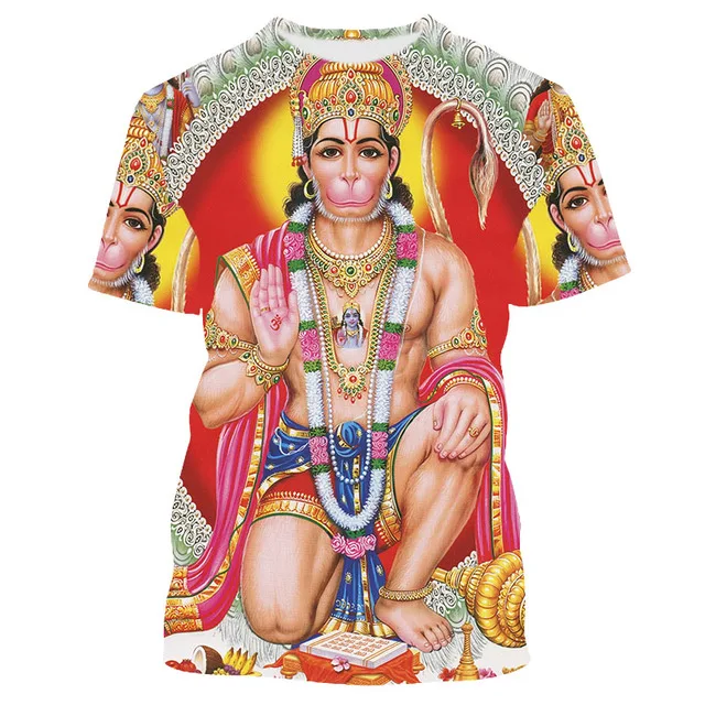 3D Hindu God Shiva Printed Ganesha Graphic T Shirt  Hanuman Casual Men T-shirts Vintage Tops 90s Aesthetic YK2 T-shirty