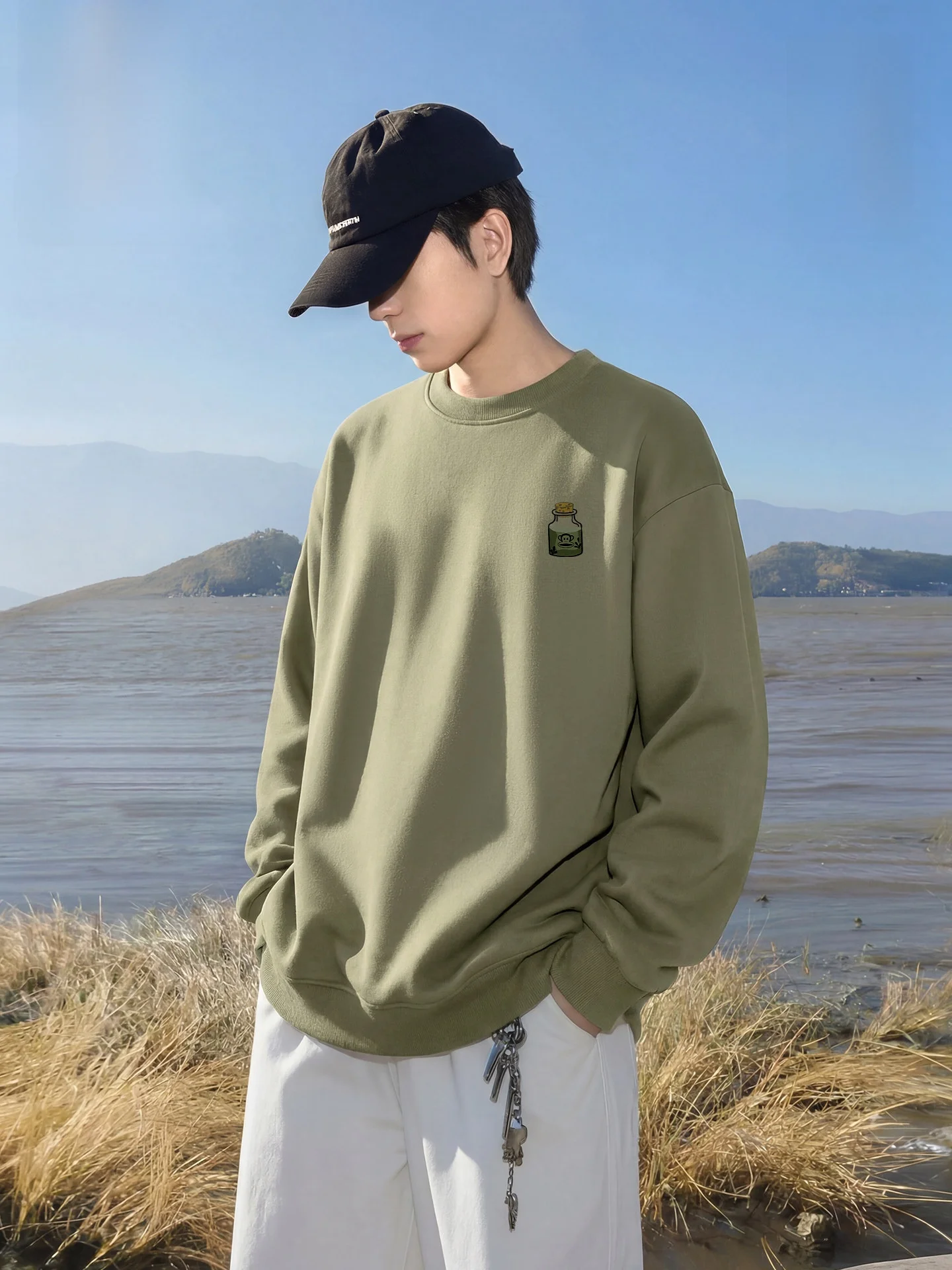 

Heavyweight Hoodie Men's Winter Loose Sportswear Fce Lined Thiened round Ne Sweatirt Casual Sle