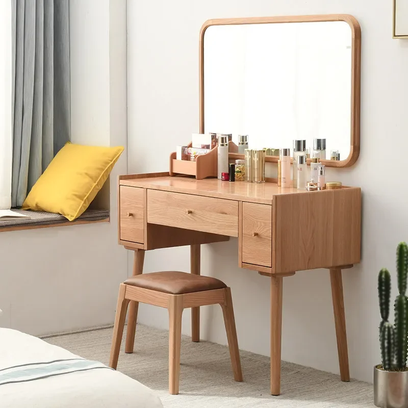 

-+-Brown Bedroom Dresser Eithe Drawers Box Stool Modern Large Women Dressing Table Makeup Hotel Luxury Comoda Pra Quarto Furnitu