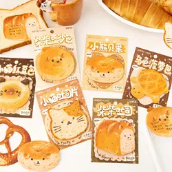 Sticky Note Pads of Animal Bread Toast, Memo auto-adesivo, Notepad bonito, Kawaii Notepad, Material escolar e de escritório, Papelaria Planner, 30 Folhas