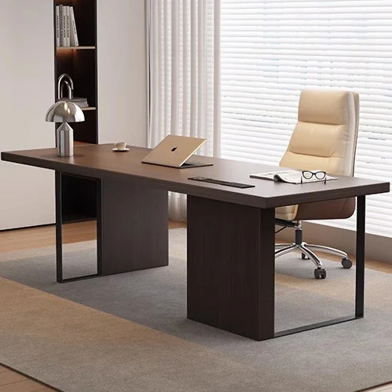 Nordic Minimalism Office Desk Modern Luxury Solid Wood Computer Boss Executive Study Table Office Furniture Mesa Escritorio FYOD