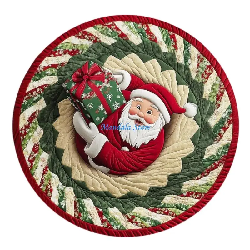 U2JC Soft Velvets Area Rug Optical Illusion Effect Christmas Santa Mat Home Accent