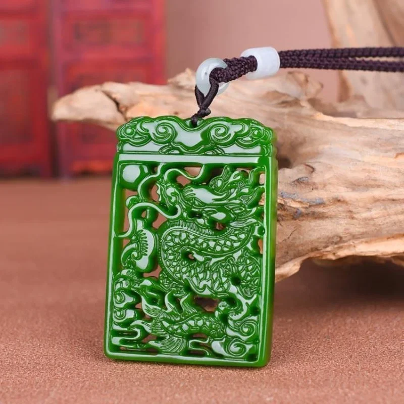 

Natural Green Hand-carved Dragon Jade Pendant Fashion Boutique Jewelry Men and Women Zodiac Necklace Gift Accessories