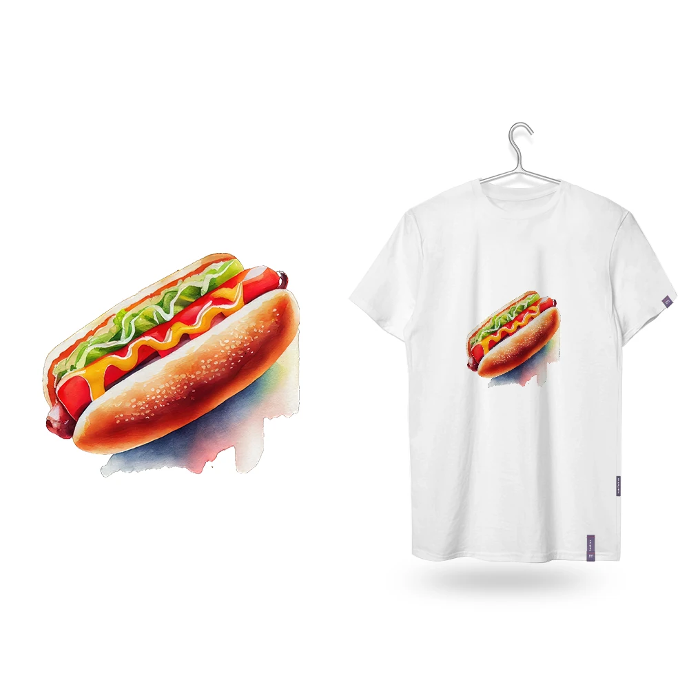 Hot Dog Pizza Super Burger French Fries Gourmet Iron on Patches for Clothes Dtf Transfers Ready to Press Patch Shirts Transfer