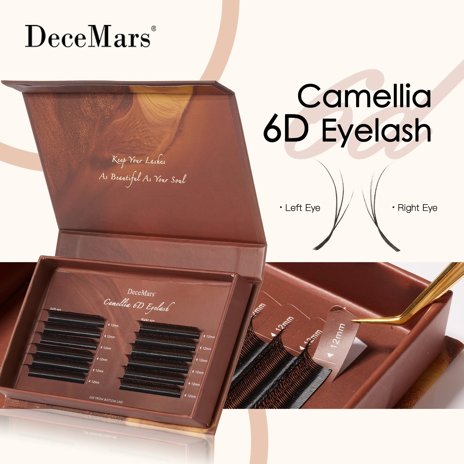 DeceMars Camellia 6D Wimpernverlängerung, fliegende Wimpern für Make-up