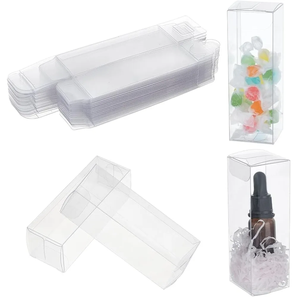 30 Pcs Transparent Plastic PVC Box, 1.57x1.57x4.72 Inch Clear Cube Gift Packaging Boxes Wedding Party Favour Boxes for Candy