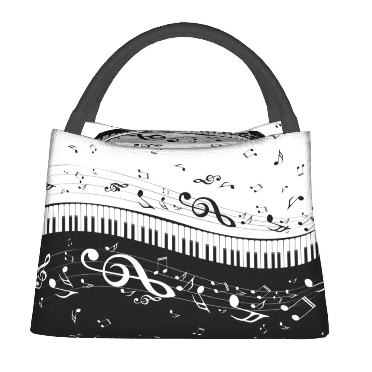 Pianist Lunch Bags Aesthetic Piano Keys Thermal Cooler Bag Portable Picnic Musical Notes Pianos Music Oxford Lunch Box