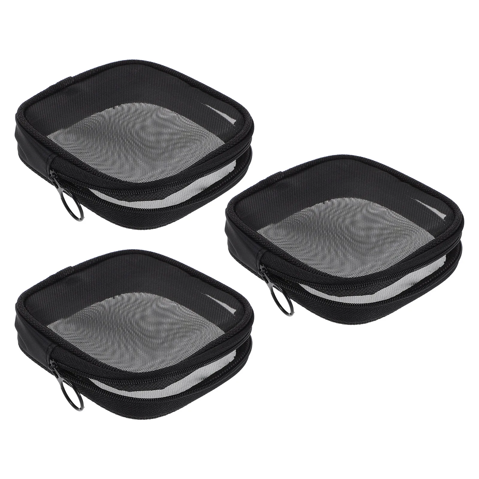 

3pcs Breathable Mesh Bag Travel Toiletry Zipper Storage Purse Portable Makeup Pouch Mini Coin Purse Jewelry Organizer