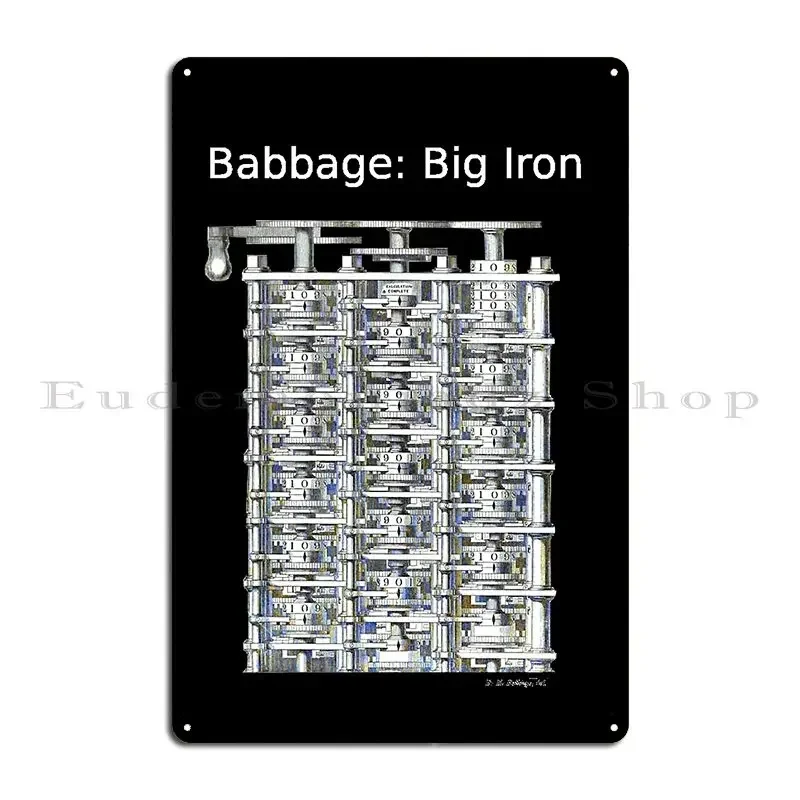 Babbage Difference Engine Big Iron White Metal Sign Bar Wall Mural Club Create Printing Tin Sign Poster